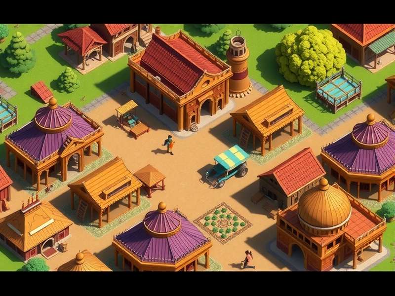 Township - Indian Town Center Township game city center with Indian-style buildings and market
