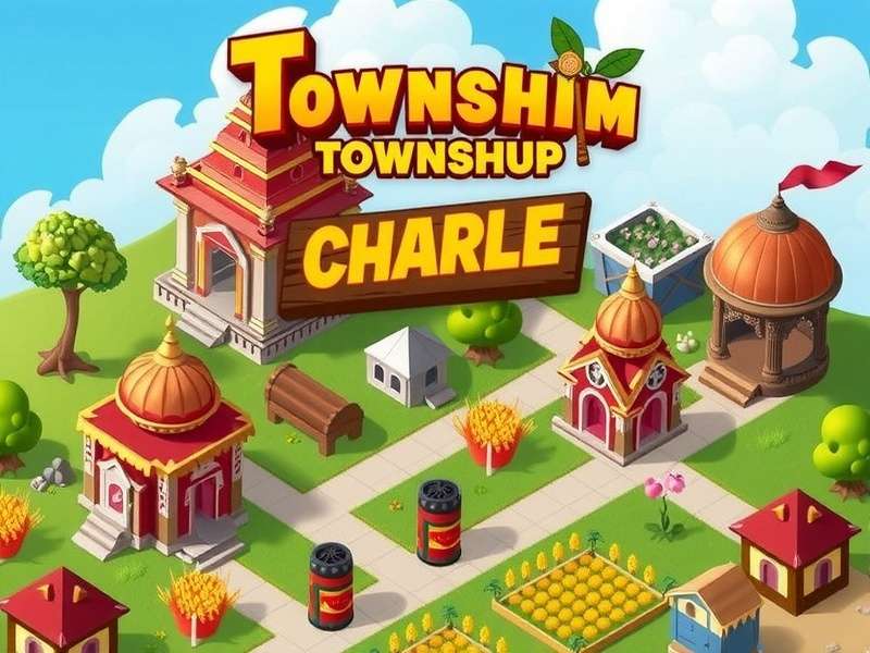 Township - Indian Town Building Township game screenshot showing an Indian-style town with temples, farms, and markets